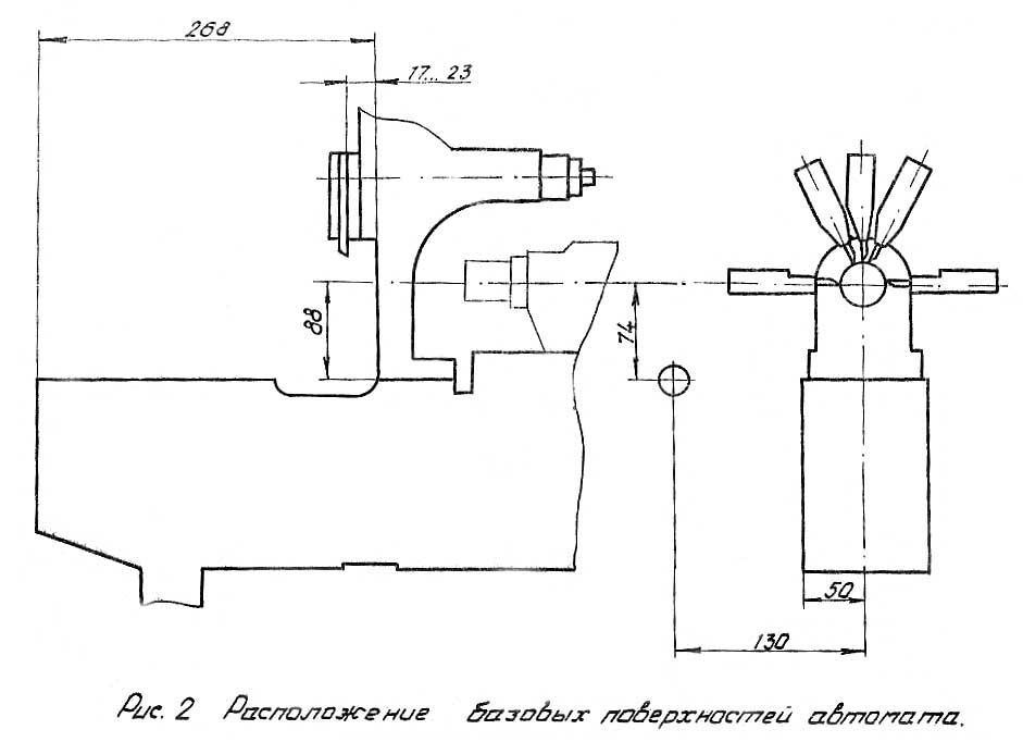 Розташування базових поверхонь токарного верстата поздовжнього точення 1В06А Розташування базових поверхонь токарного верстата поздовжнього точення